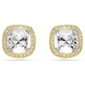 Swarovski Una Angelic Stud Earrings Cushion Cut White 18K Gold Finish