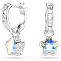 Swarovski Chrom Drop Earrings Mixed Cuts Star White Rhodium Plated
