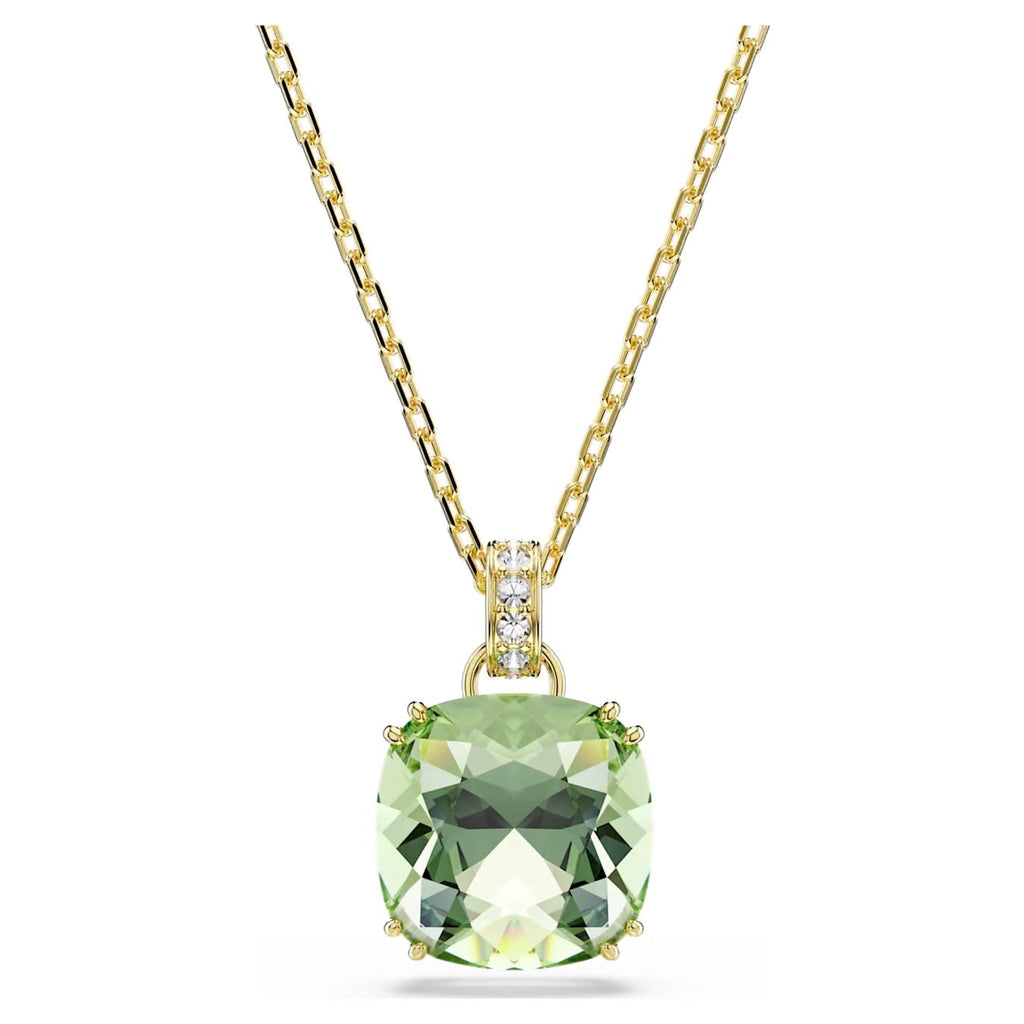 Swarovski Millenia Pendent Cushion Cut Green 18K Gold Finish