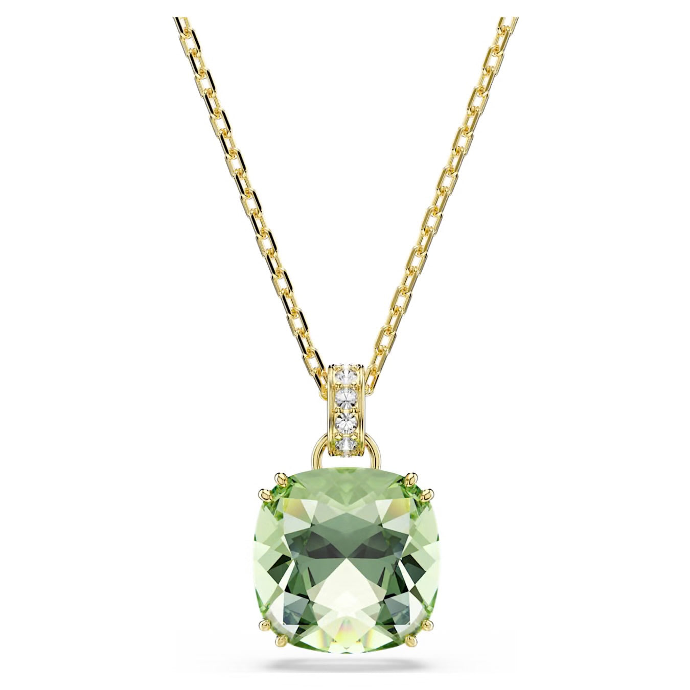 Swarovski Millenia Pendent Cushion Cut Green 18K Gold Finish
