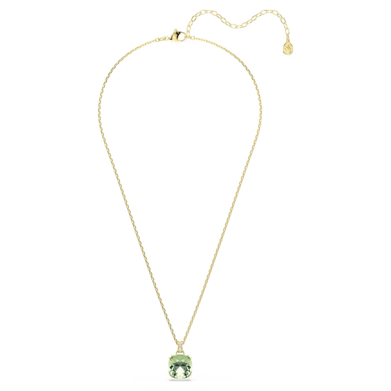 Swarovski Millenia Pendent Cushion Cut Green 18K Gold Finish