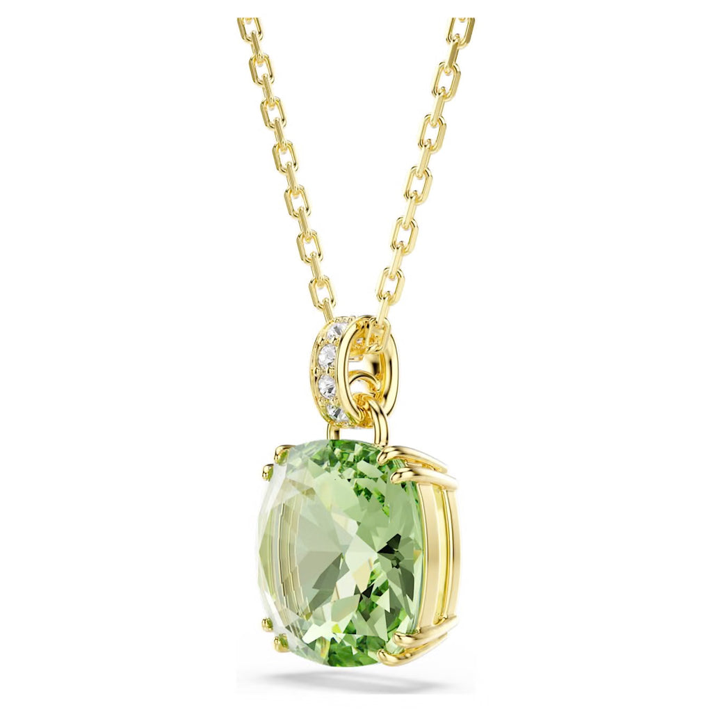 Swarovski Millenia Pendent Cushion Cut Green 18K Gold Finish
