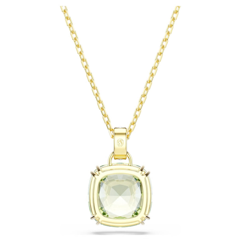 Swarovski Millenia Pendent Cushion Cut Green 18K Gold Finish