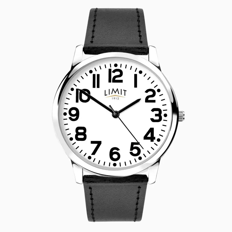 Limit Men's Watch Silver Case & PU Strap with White Dial