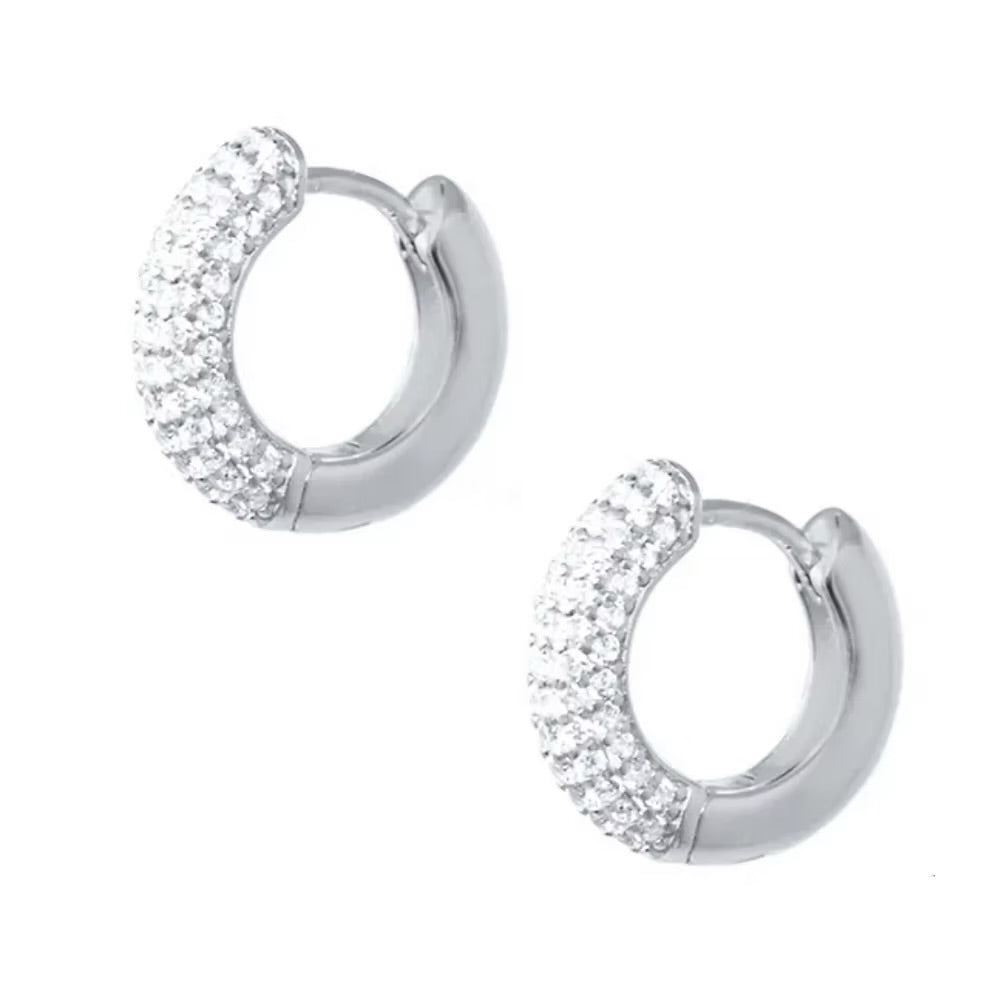 She Is Beautiful Jewellery Silver Chunky Pave Huggies