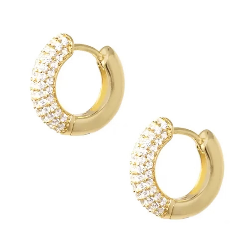 She Is Beautiful Jewellery Gold Pave Huggies