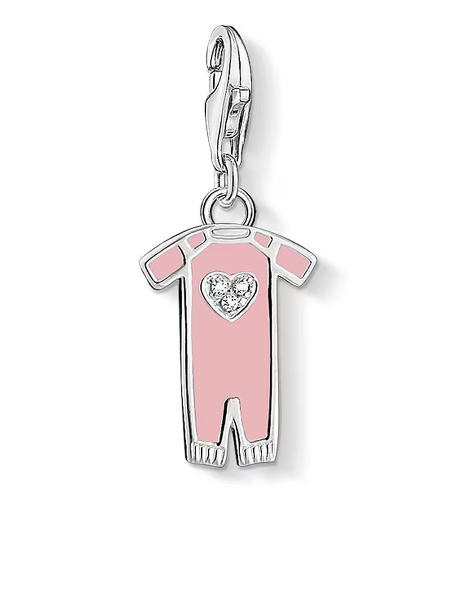 Thomas Sabo Sterling Silver Baby Girl Pink Enamel Sleep Suit Charm