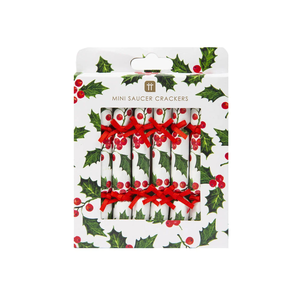 Talking Tables Holly Christmas Saucer Crackers  10 Pack