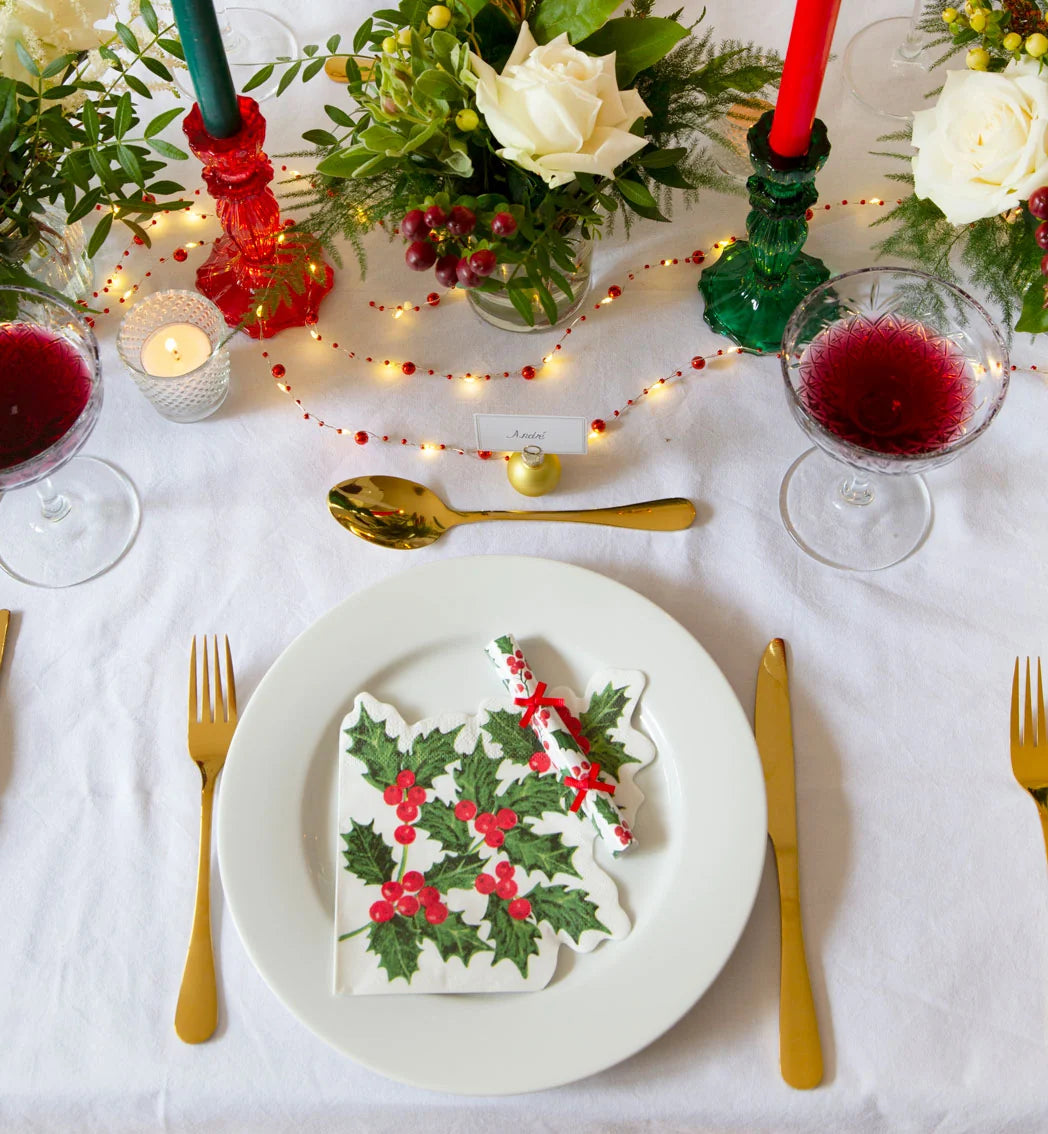 Talking Tables Holly Christmas Saucer Crackers  10 Pack