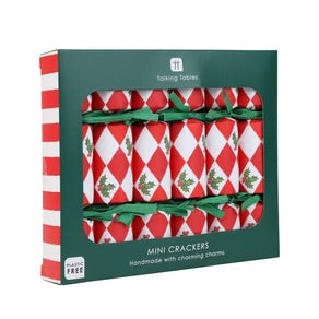 Talking Tables Holly Red & White Harlequin Mini Christmas Crackers 6 Pack