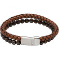 Men’s Unique & Co Black Leather Bracelet With Tiger Eye & Black 21cm