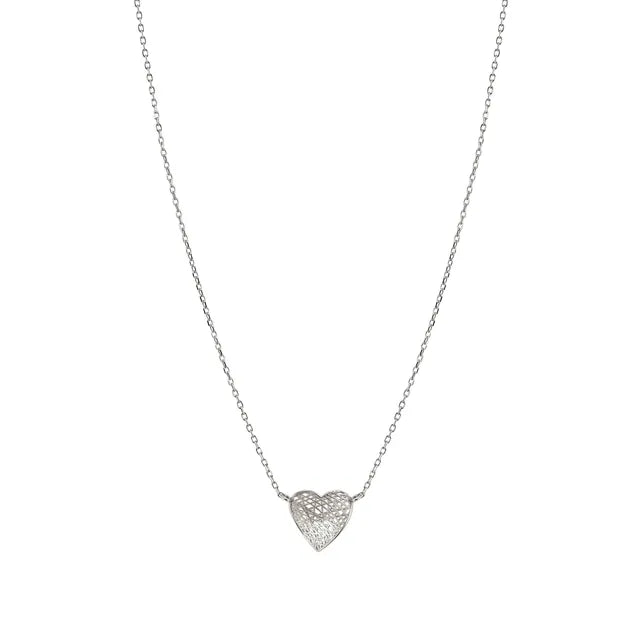 Nomination Leaf Of Life Small Heart Necklace In Sterling Silver & Cubic Zirconia 243106/010