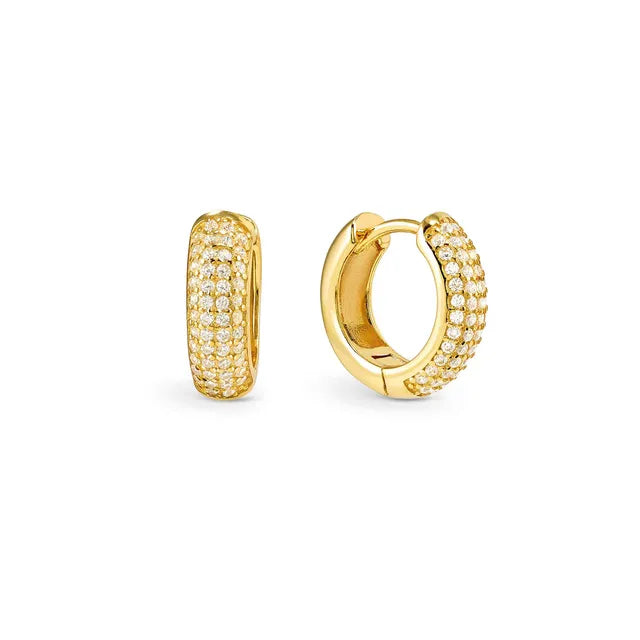 Siren Dream Yellow Gold Hoop Earrings With Cz