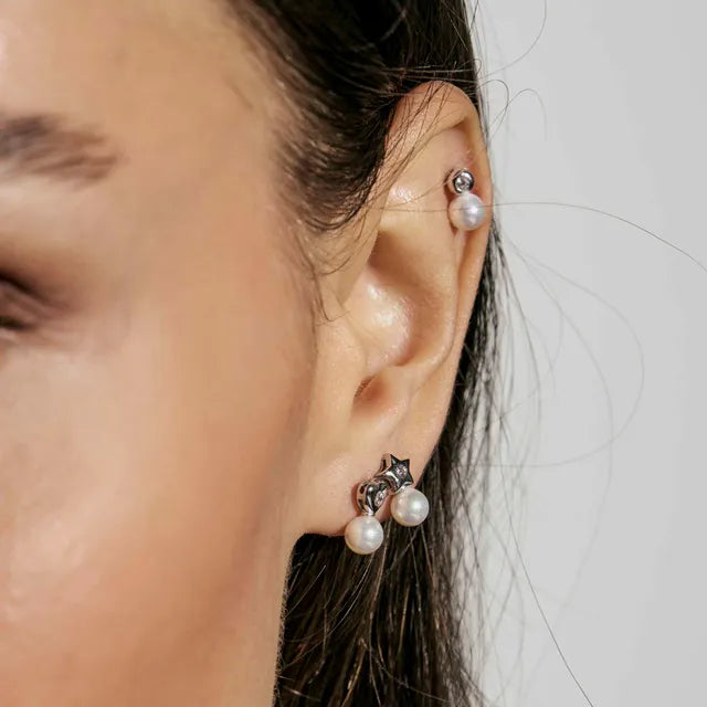 Nomination Pearls Loop Silver Heart Earrings And Pearls