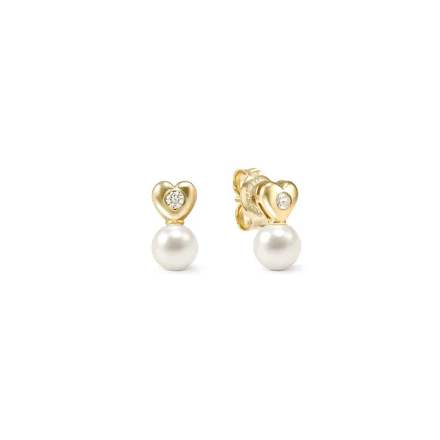 Nomination Pearls Loop Gold Heart Earrings And Pearl