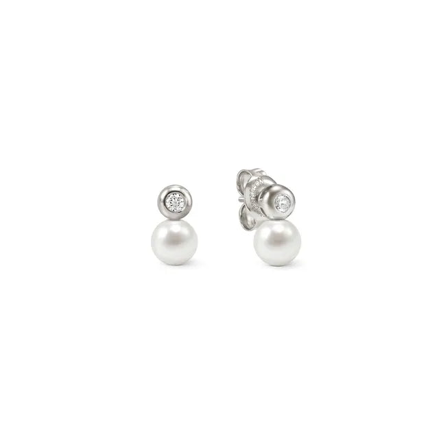 Nomination Pearls Loops Silver Round Earrings And Pearl