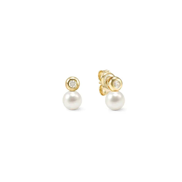 Nomination Pearls Loop Round Yellow Gold Earrings And Pearl