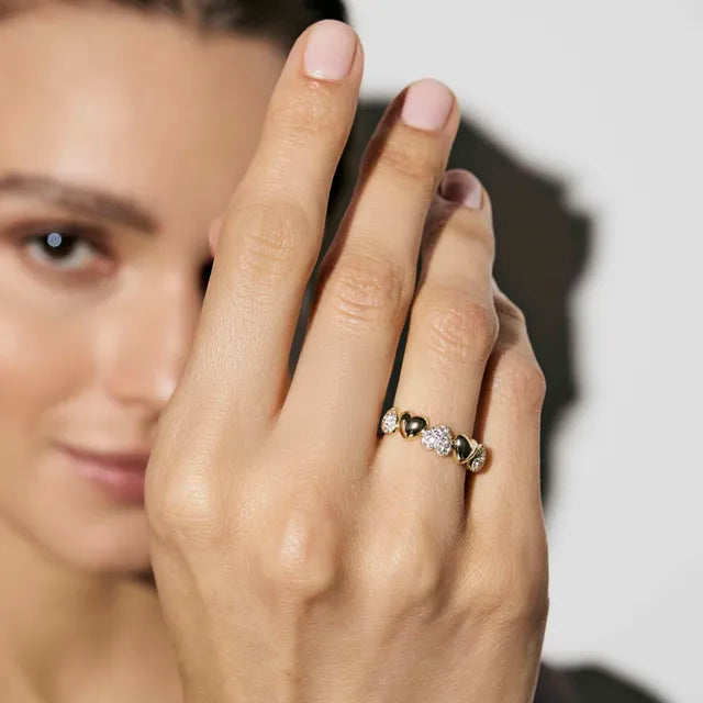 Nomination Precious Moves Band Gold Heart Ring Cz