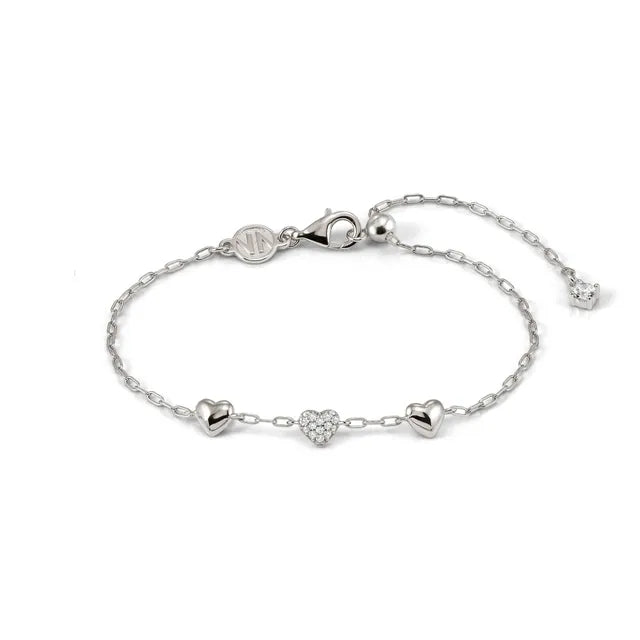 Nomination Precious Moves Heart Silver Bracelet With 3 Hearts