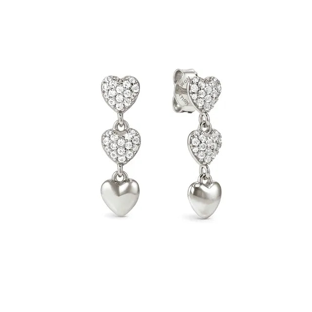 Nomination Precious Moves Pave Heart Earrings In Silver
