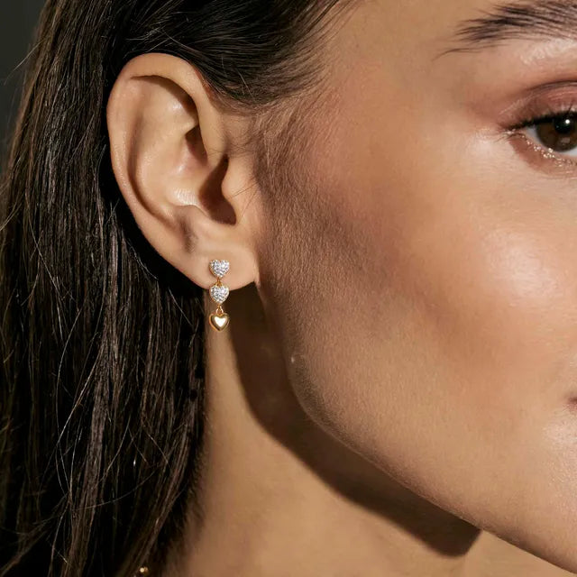 Nomination Precious Moves Gold Pave Heart Earrings