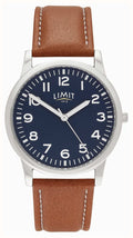 Limit Mens Classic Quartz Blue Dial / Brown PU Leather Strap Watch