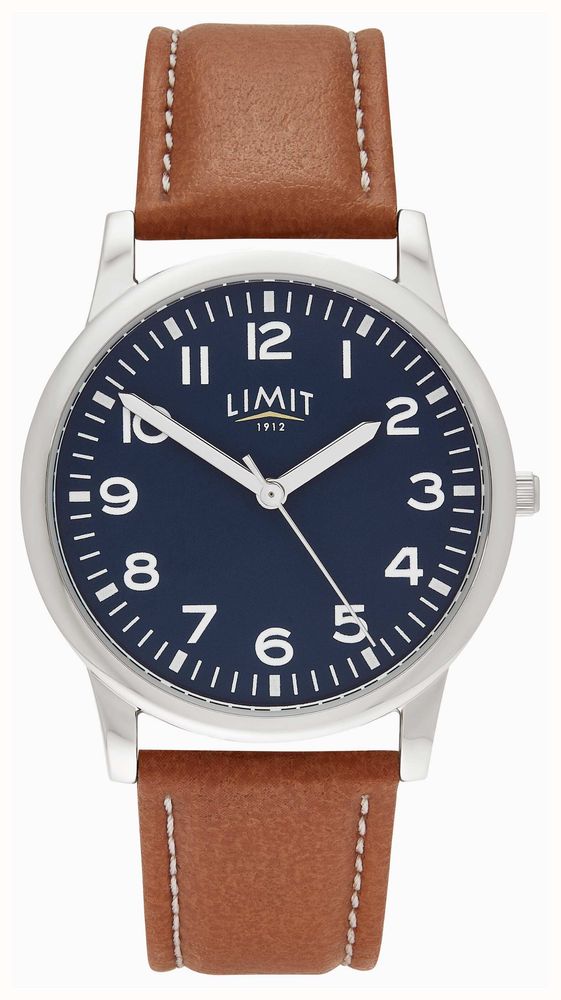 Limit Mens Classic Quartz Blue Dial / Brown PU Leather Strap Watch