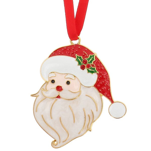 Christmas Treasures Santa Face Enamel Hanging Decoration