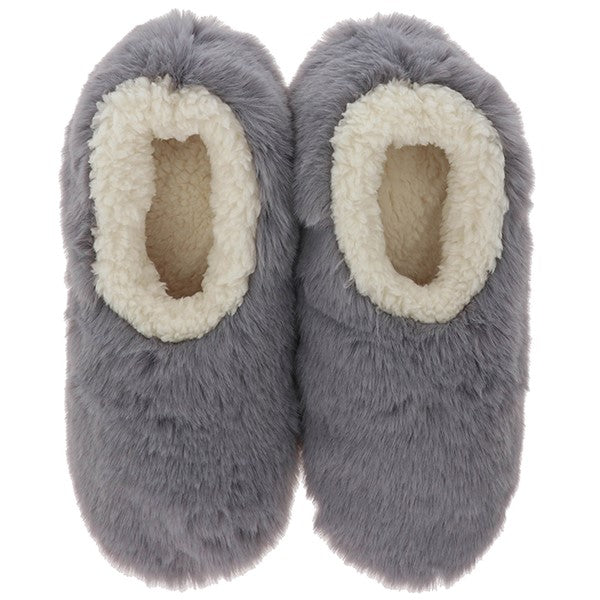 snoozies Snowball Faux Fur Slippers Grey Medium