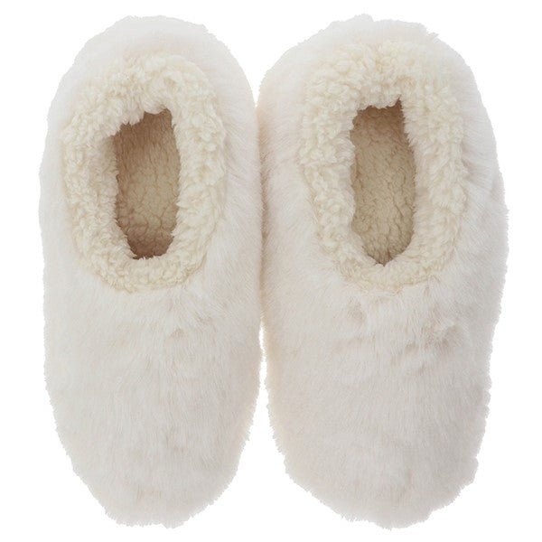snoozies Snowball Faux Fur Slippers White Small