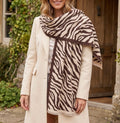 Loxley Lane Chocolate Wrap Scarf Zebra Print with Fringed Edge