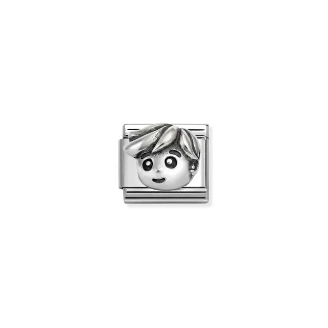 Nomination Composable Classic Oxidized Silver Dad Link