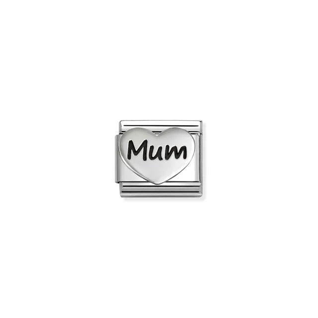 Nomination Composable Classic Oxidized Silver Mum Heart Link