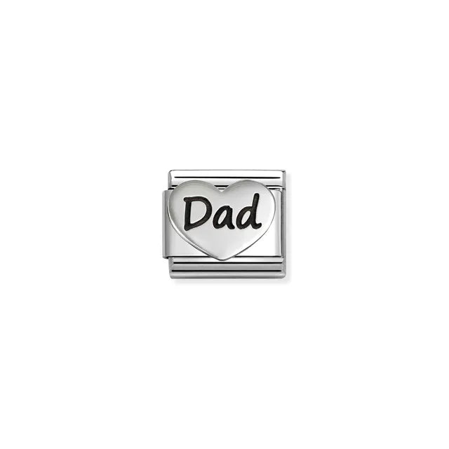Nomination Composable Classic Oxidized Silver Dad Heart Link