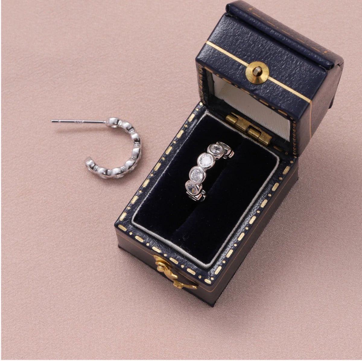 Attic Creations Crystal Hoop Stud / Silver