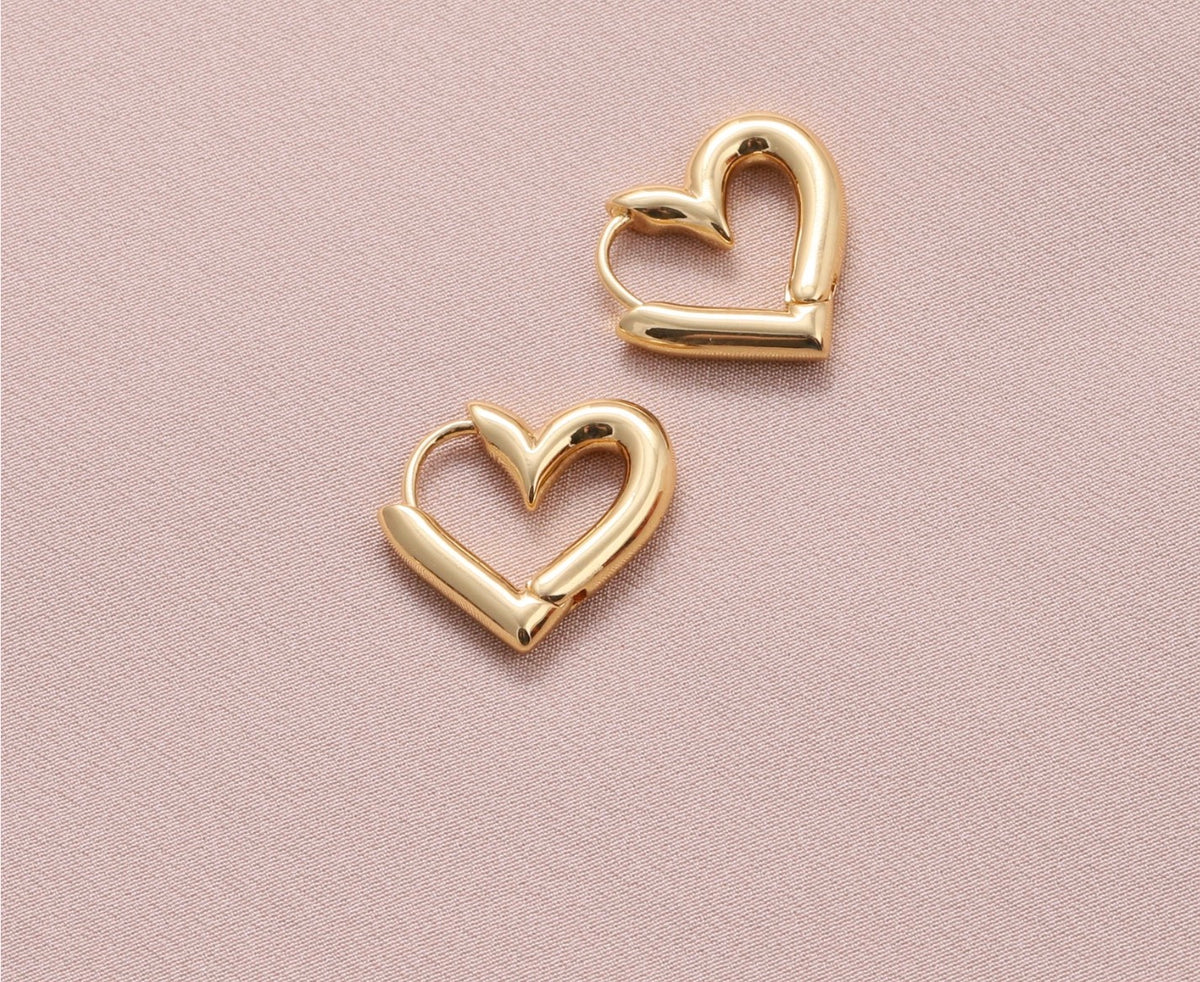 Attic Creations Gold Heart Hoop Earrings