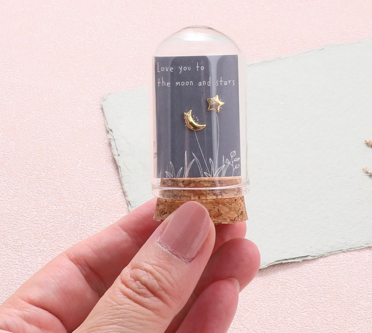 Attic Creations LOVE YOU TO THE MOON AND STARS Asymmetrical Moon and Star Gold Earrings