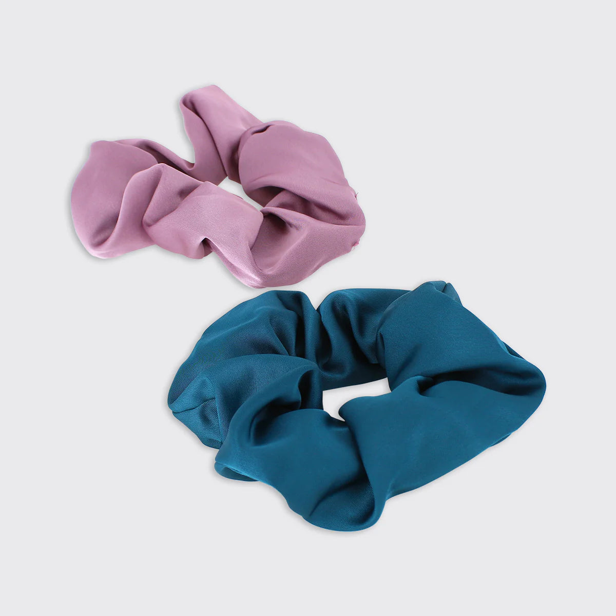 Teal/Lilac Set of 2 Satin Scrunchies