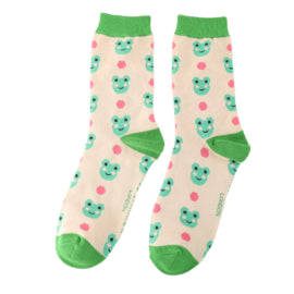 Miss Sparrow Frogs And Spots Socks Cream
