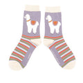 Miss Sparrow Llama Stripe Socks Lavendar