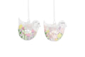 Pastel Flowers Glass Bird Hanging Ornament
