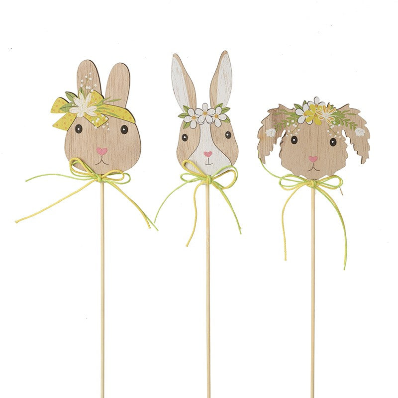 Wooden Bunny Head Stake