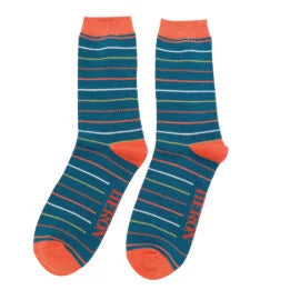 Men’s Teal thin Striped Socks