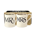 Emma Bridgewater Mugs Set of 2 Black Toast Mr & Mrs 1/2 Pint