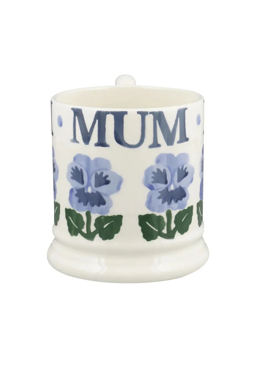 Emma Bridgewater Mug Flowers Blue Pansies Mum 1/2 Pint