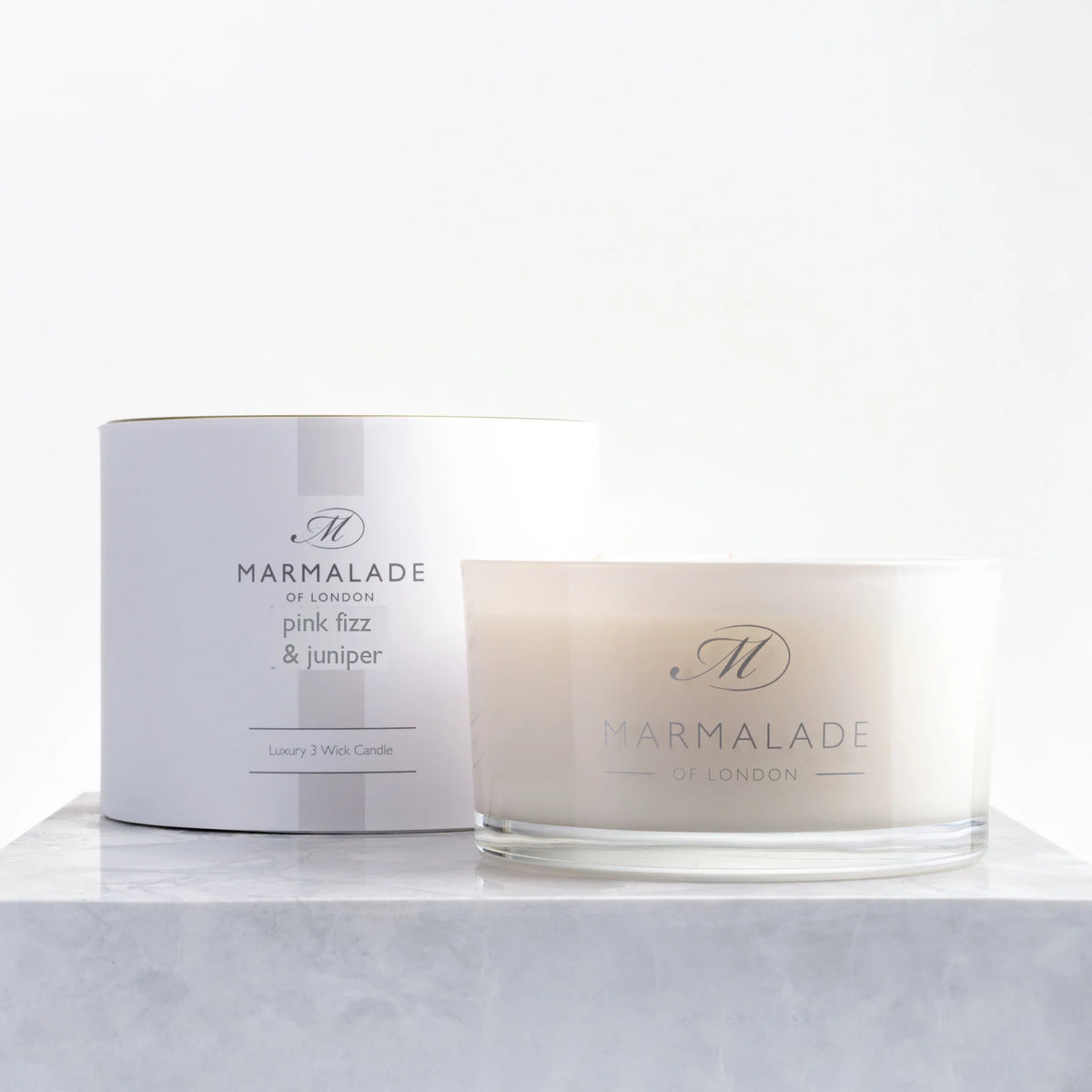Marmalade Pink Fizz And Juniper Luxury 3 Wick Glass Candle