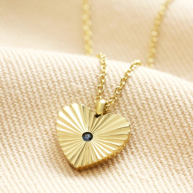 Lisa Angel Gold Stainless Steel Crystal Antiqued Heart Pendant Necklace