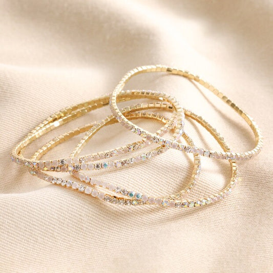 Lisa Angel Clear Crystal Tennis Bracelets in Gold Set of 5