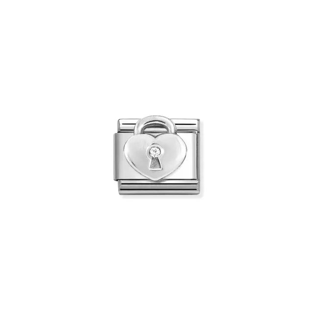 330311/19 Composable CL symbols stainless silver, and Cubic zirconia WHITE padlock
