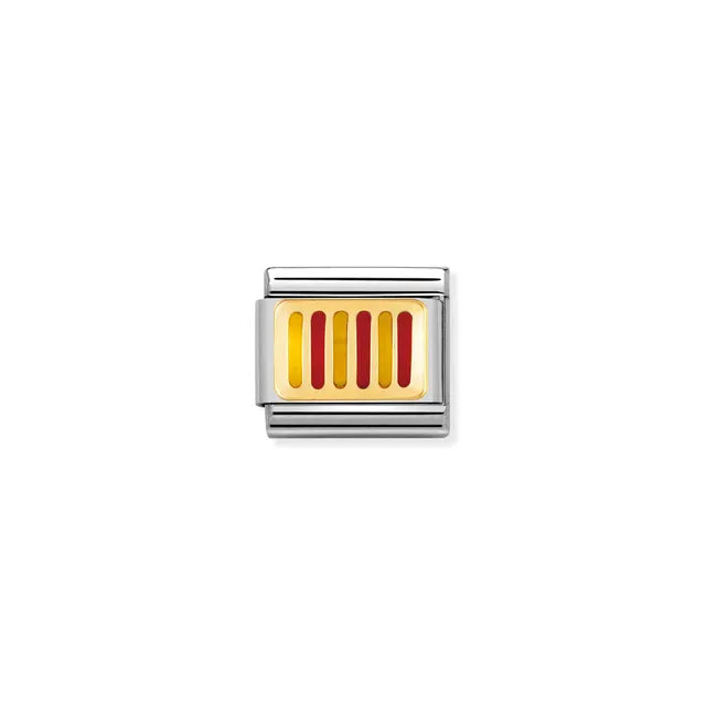 Classic Europe Flag St.Steel, Enamel 18k Gold Flag Of Catalonia